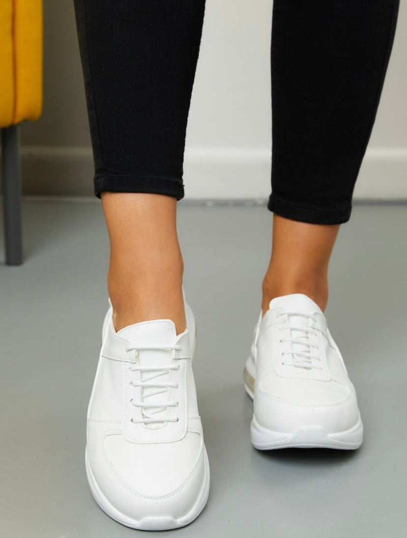 White Supermax Leather Sneaker Clogs